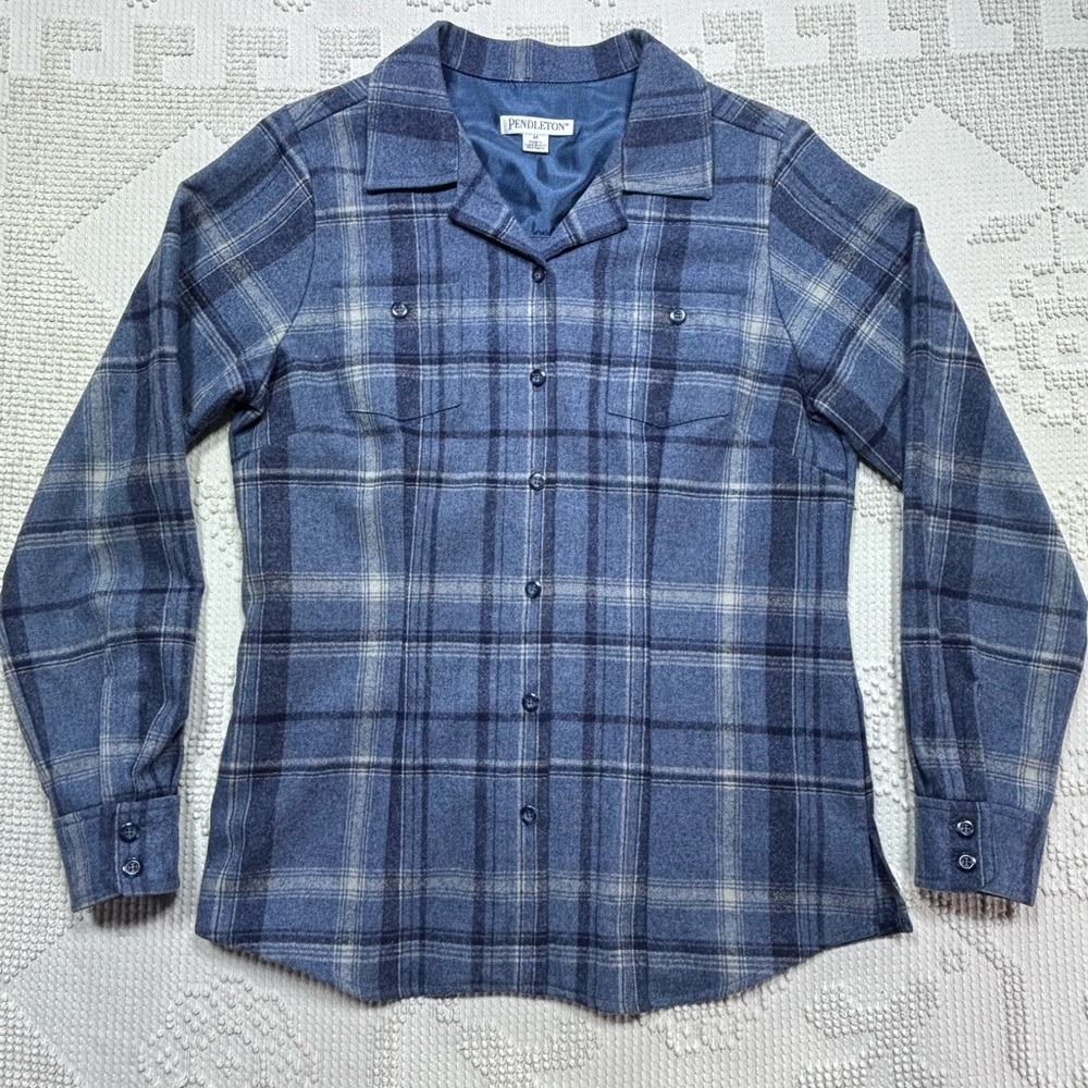 VTG Pendleton Plaid Virgin Wool Button Shirt Outdoor Heritage Style Womens Sz M - Picture 15 of 16